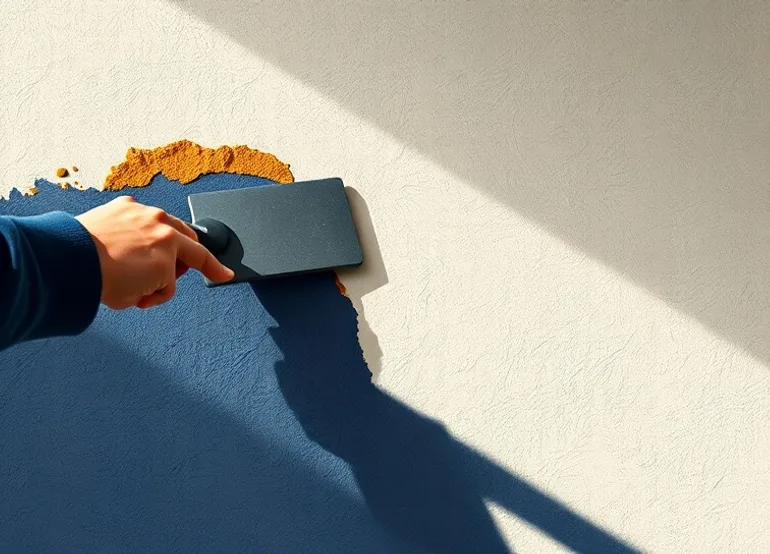 Application d'un enduit décoratif à la lisseuse sur un mur